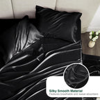 Love's Cabin Twin Satin Sheet Set - 3 Piece Black Silky Satin Bedding with Deep Pockets (1 Flat, 1 Fitted, 1 Pillowcase)