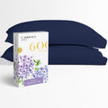 Carressa Linen 100% Egyptian Cotton Pillow Cases Set Of 2-600 Thread Count Navy Blue Standard/Queen Pillowcase For Sleeping, Sof