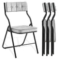 Homefun Padded Folding Chairs 4 Pack - Foldable Dining Chair With Cushion, Portable And Assembled Extra Seat For Guests Kitchen Office Wedding Party Gray