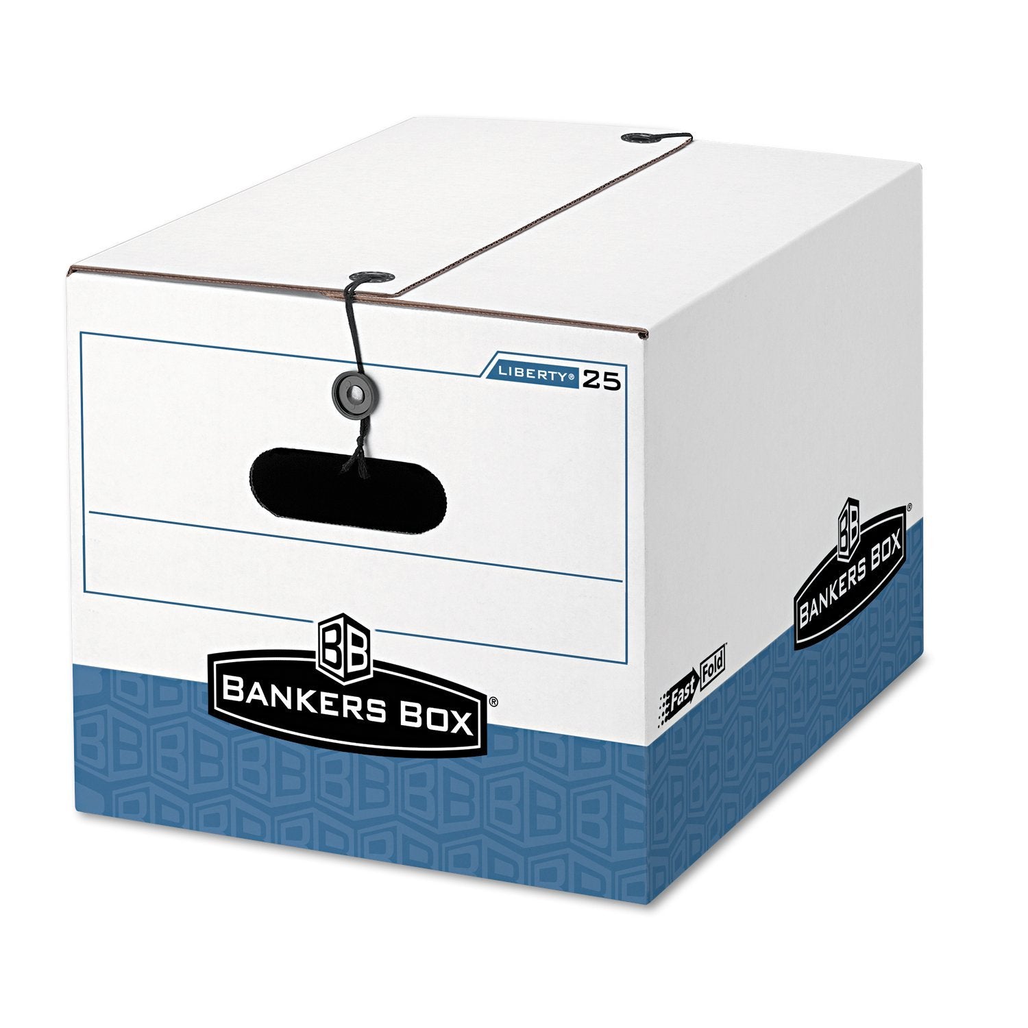 Bankers Box Stor/File Medium-Duty Strength Storage Boxes, Letter/Legal Files, 12.25' X 16' X 11', White/Blue, 4/Carton