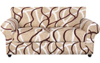 Searchi Stretch Sofa Cover Printed Couch Cover, Floral Pattern 4 Pieces Sofa Slipcover With 3 Separate Cushion Cover, Washable Furniture Protector For Living Room(Sofa, Khaki)