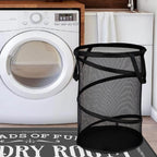 Battoo Black X-Large Collapsible Laundry Basket Foldable Mesh Pop Up Hamper With Handles For Laundry Room, Bathroom, Kids Room,