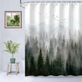 RosieLily Mountain Shower Curtain Misty Forest Tree Foggy Shower Curtain for Bathroom with Hooks Cool Nature Scenery Landscape B