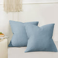 Phf 100% Cotton Waffle Weave Throw Pillow Cover, 24' X 24', No Insert, 2 Pack Square Pillowcases Shell, Elegant Home Decorative Throw Pillow Covers For Bed Couch Sofa, Dusty Blue