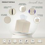 Connsole Casa Premium Pu Leather Tissue Box Holder - Elegant Hotel-Style Beige Tissue Box Cover For Enhanced D  Cor Of Home, Off