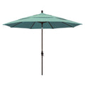 California Umbrella 11' Round Aluminum Market Umbrella, Crank Lift, Collar Tilt, Bronze Pole, Sunbrella Spectrum Mist