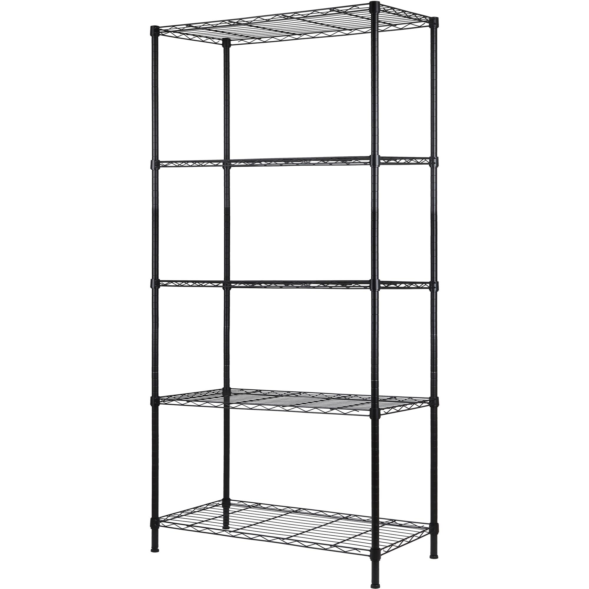 Regiller 5-Wire Shelving Metal Storage Rack Adjustable Shelves,Standing Storage Shelf Units For Laundry Bathroom Kitchen Pantry Closet(Black,14.1' D X 30' W X 79' H)