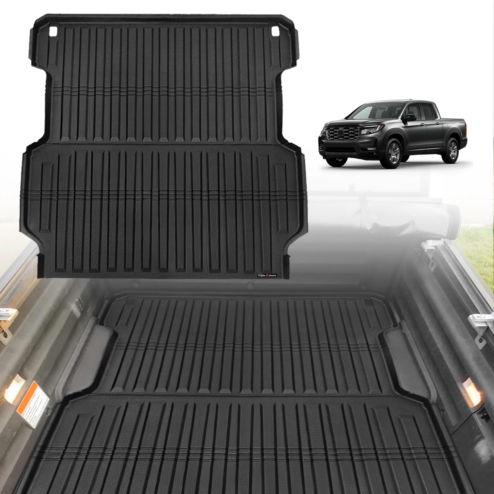 Triplealiners Truck Bed Mat Compatible With 2017-2024 2025 Honda Ridgeline Accessories 5.3Ft Vehicle Perfectly Flush All Weather