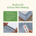 California Design Den 100% Organic Cotton Sheets For California King Size Bed, Deep Pocket Percale Gots Certified, California King Bed Sheets Set, Soft,Breathable & Cooling Sheets, Blue Hydrangea