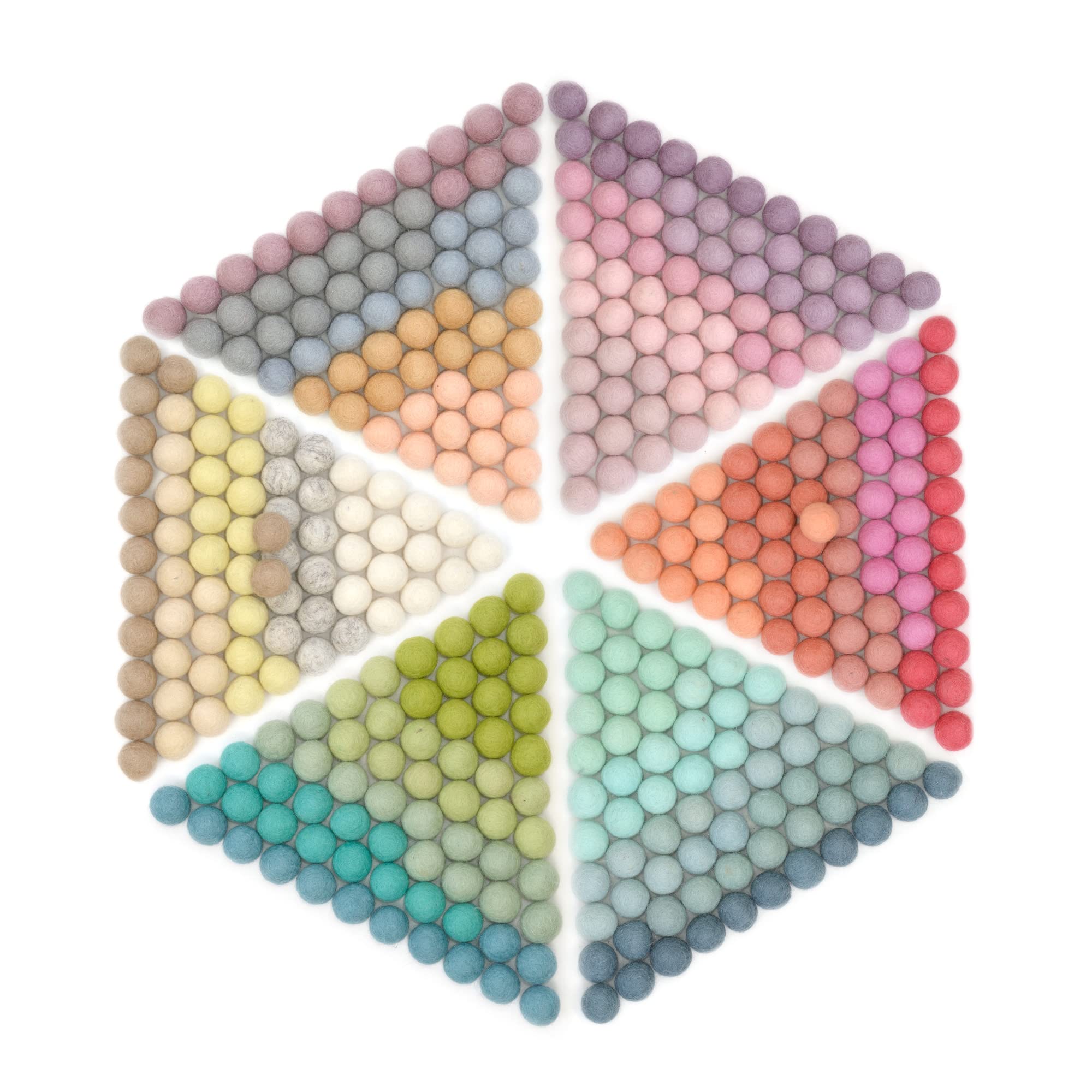 Glaciart One Felt Pom Poms, Wool Felt Balls (400 Pieces) 2 cm - 0.8 Inch, Handmade Felted 30 Pastel Colors (Green, Pink, Blue, Y