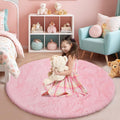 yulidayang Pink Fluffy Round Area Rugs for Bedroom,6'X6'Shag Circle Area Rugs for Girls Room,Non Slip Fuzzy Plush Rug for Kids R