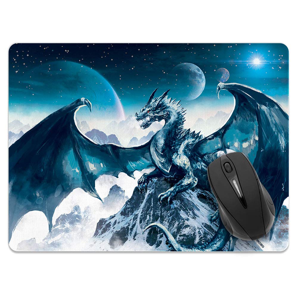 Fincibo Extra Large (X-Large) Size Non-Slip Rectangle Mousepad, Blue Ice Dragon Mouse Pad For Home, Office And Gaming Desk