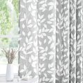 Treatmentex White and Grey Curtains for Bedroom 84 Length Semi-Sheer Print Leaf Curtains for Living Room Windows, Grommet Top, 2