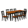 East West Furniture Quda9-Bch-W 9 Piece Modern Dining Table Set Includes A Rectangle Wooden Table With Butterfly Leaf And 8 Dining Room Chairs, 40X78 Inch, Black & Cherry