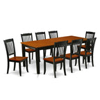 East West Furniture Quda9-Bch-W 9 Piece Modern Dining Table Set Includes A Rectangle Wooden Table With Butterfly Leaf And 8 Dining Room Chairs, 40X78 Inch, Black & Cherry