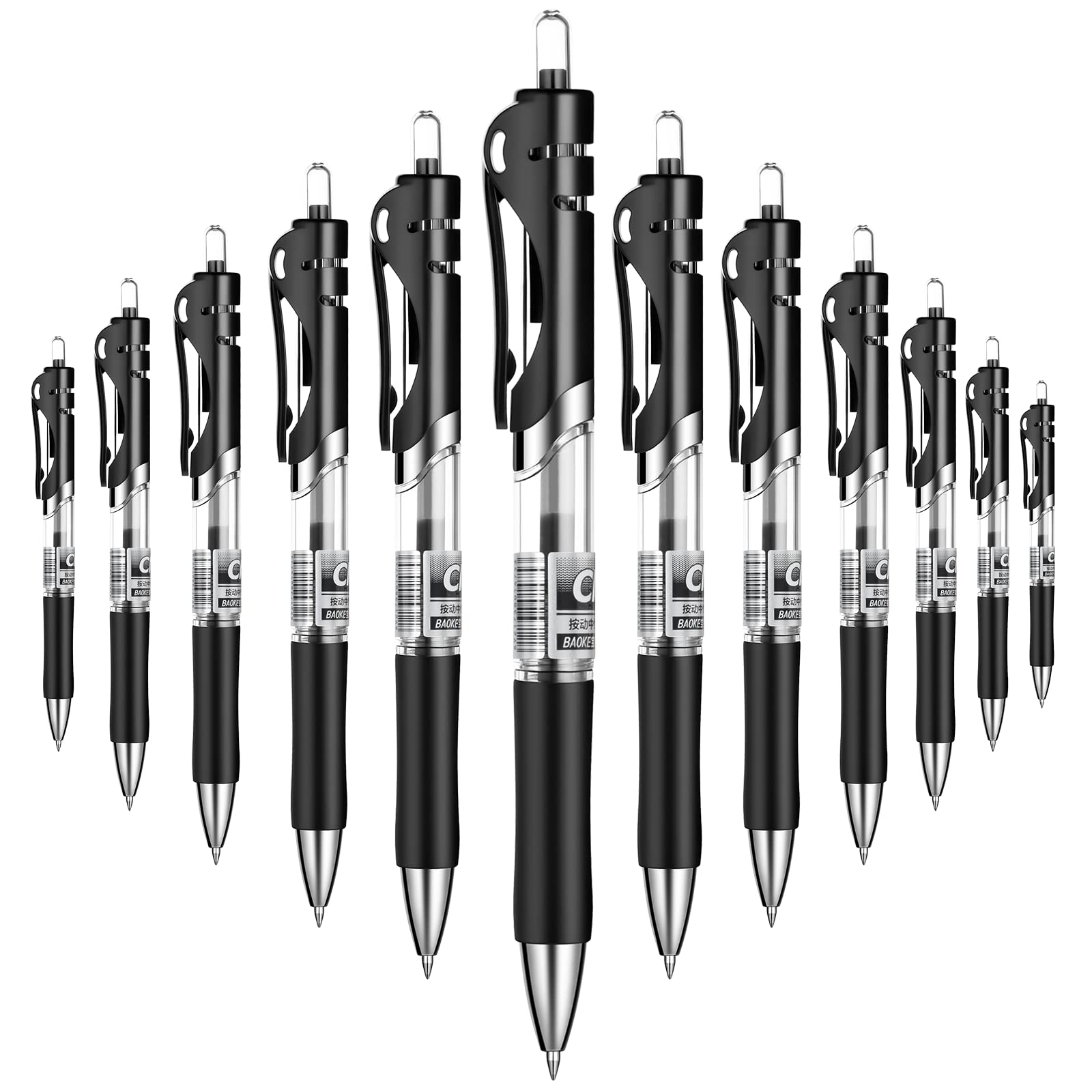 Ypenslzx Gel Pens, Retractable Rolling Ball Gel Pens, Writing Smoothly, Large Capacity, Suitable For Working Or Studying, 12-Pac