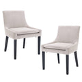 Colamy Modern Dining Chairs Set Of 4, Upholstered Corduroy Accent Side Chairs With Mid Back And Wood Legs For Living Room/Dining Room- Light Green