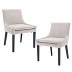 Colamy Modern Dining Chairs Set Of 4, Upholstered Corduroy Accent Side Chairs With Mid Back And Wood Legs For Living Room/Dining Room- Light Green