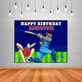 WoW Party Studio Personalized Cricket Theme Party Happy Birthday Decorations Background/Backdrop Banner with Birthday Boy/Girl N