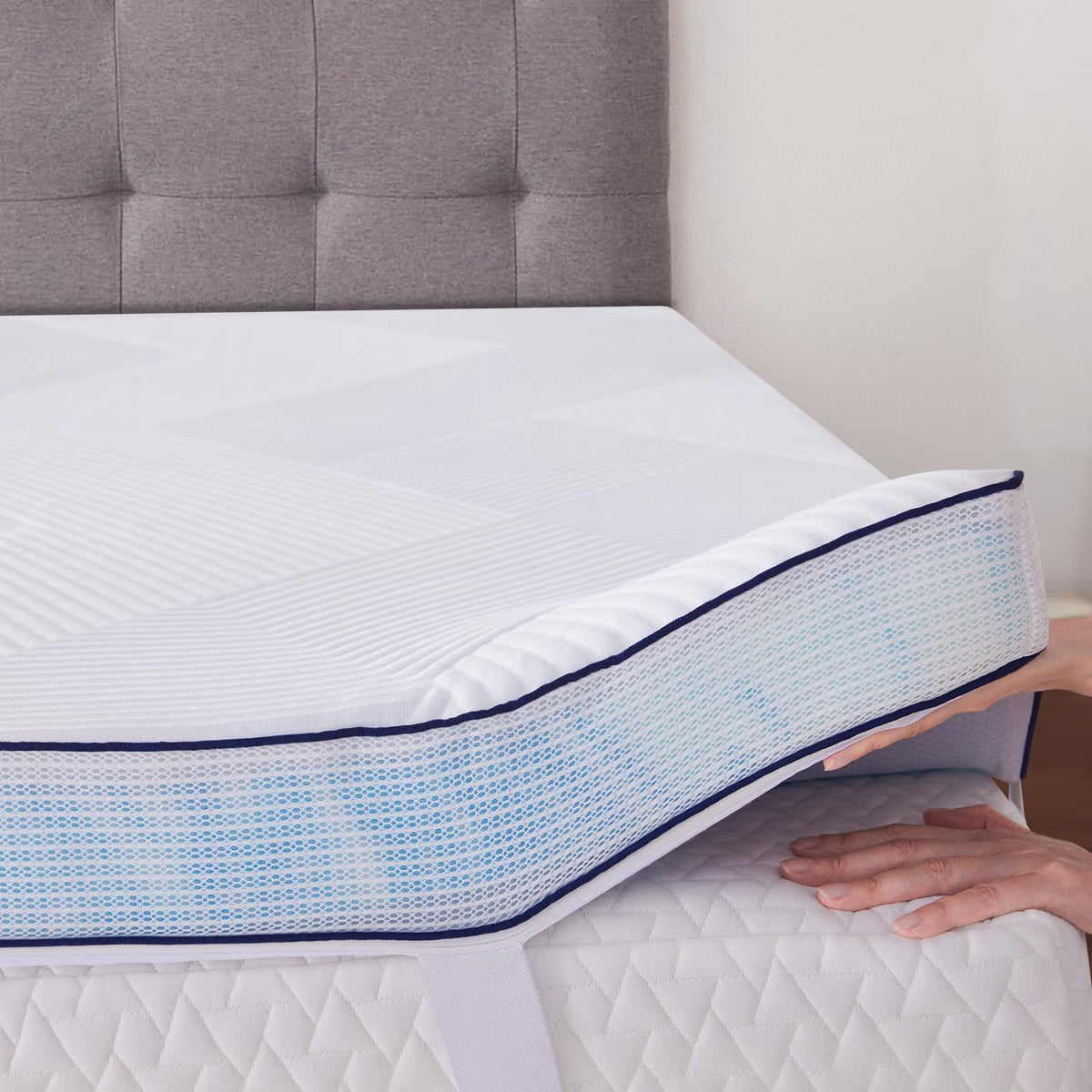Soosleepy 2 Inch Memory Foam Mattress Topper Queen Size With Removable Soft Cover Ventilated Breathable Cooling Mattress Pad Bed