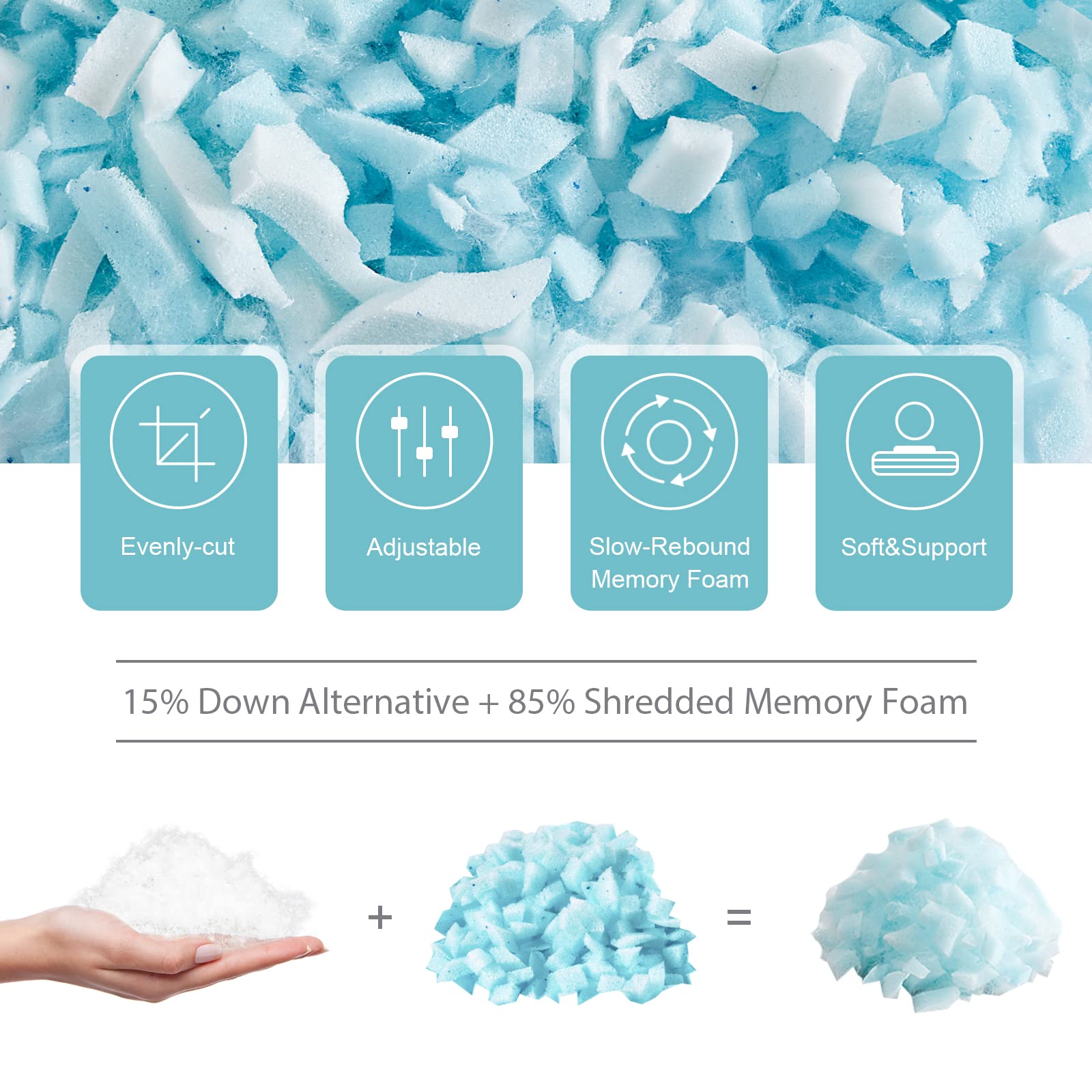 Meoflaw Cooling Pillows Standard Size Set Of 2,Shredded Memory Foam Bed Pillows For Sleeping,Standard Pillows For Back & Side Sleepers,Adjustable 2 Pillows Standard Size With Washable Cover