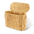 Cyrabota Toilet Paper Storage Basket, Water Hyacinth Toilet Paper Holder with Lid, Wicker Storage Basket with Builtin Handles f