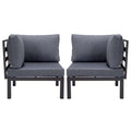 Hamilton Aluminum Patio 2-Piece Corner Seat With Cushions in Charcoal Blue