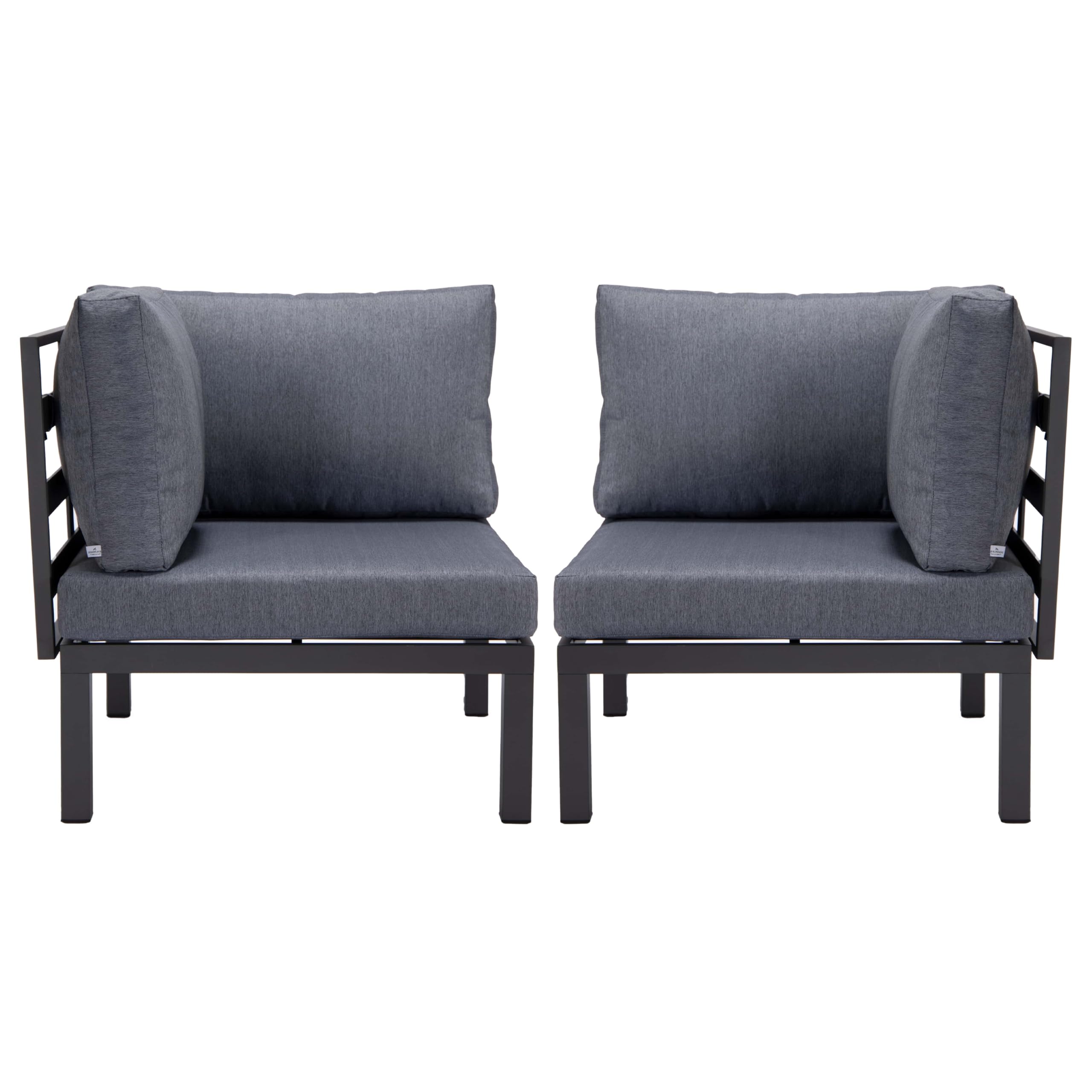 Hamilton Aluminum Patio 2-Piece Corner Seat With Cushions in Charcoal Blue