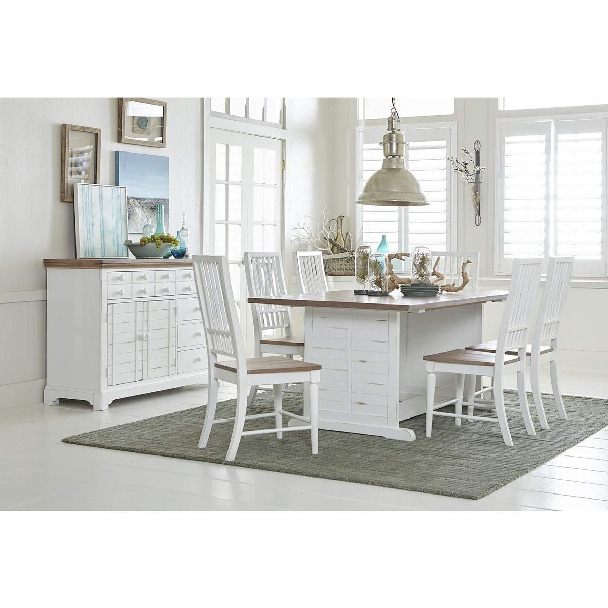 Progressive Furniture Dining Table, Light Oak/ Distressed White