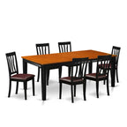 East West Furniture QUAN7-BCH-LC 7 Piece Kitchen Table & Chairs Set Consist of a Rectangle Butterfly Leaf Dining Table and 6 Faux Leather Upholstered Chairs, 40x78 Inch, Black & Cherry