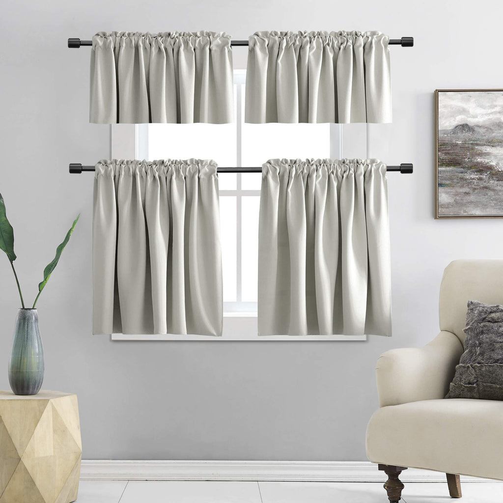 Donren 24 Inch Length Curtain Tiers For Loft - Light Gray Room Darkening Short Length Valance Curtains For Basement(30 Inches Wide,2 Panels)