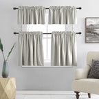 Donren 24 Inch Length Curtain Tiers For Loft - Light Gray Room Darkening Short Length Valance Curtains For Basement(30 Inches Wide,2 Panels)