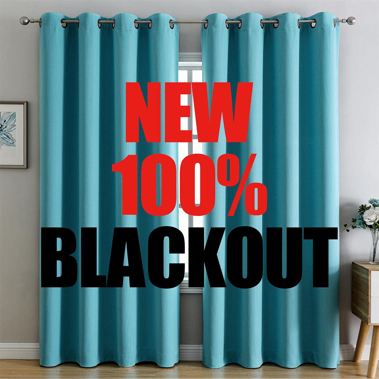 G2000 100% Blackout Curtains For Bedroom Living Room Curtains 63 Inch Length Turquoise Curtains Room Darkening Window Grommet Cu
