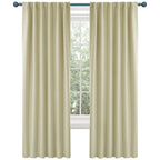 Deconovo Solid Thermal Insulated Window Blackout Curtains, Beige Rod Pocket And Back Tab Curtains - Window Coverings Curtains For Girls Room, 52X95 Inch, Beige, 2 Panels