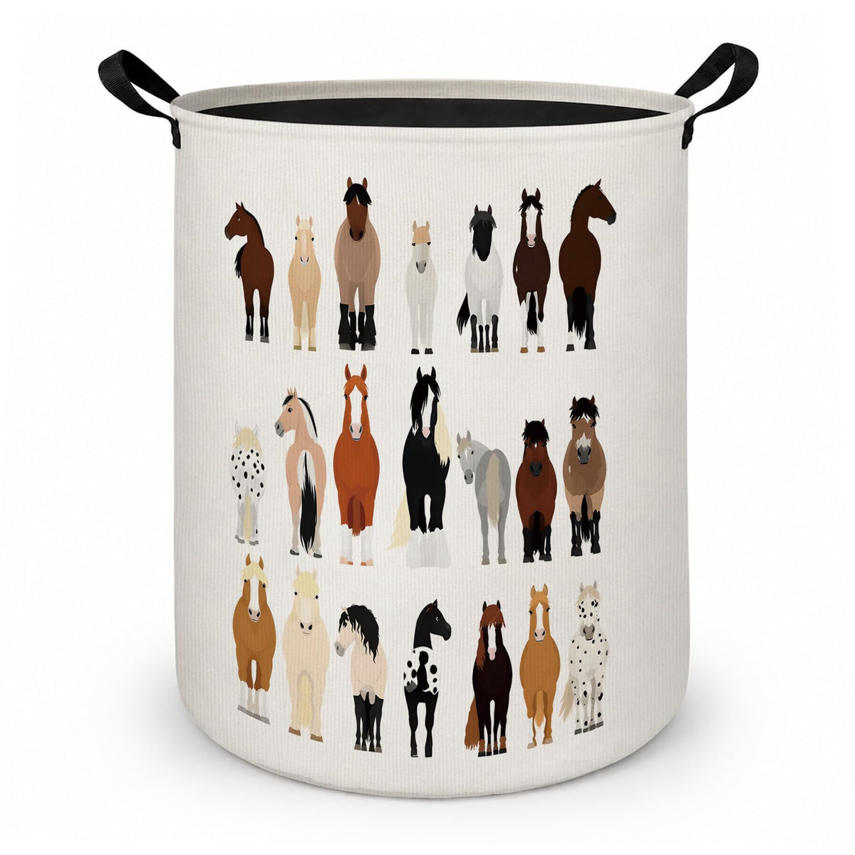 Fyecoluo Funny Farmhouse Horse Laundry Basket with Handles, Horse Lover Gifts Laundry Hamper Waterproof Collapsible Clothes Toys