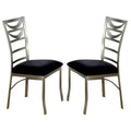 Benzara BM131329 Roxo Contemporary Side Chair with Micro Fabric Cushion, Silver & Black
