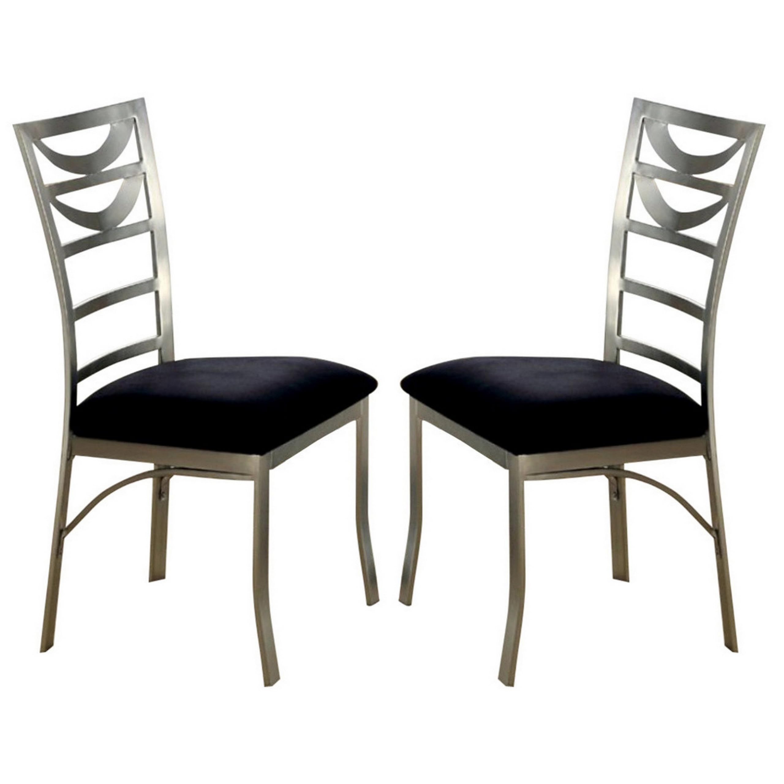 Benzara BM131329 Roxo Contemporary Side Chair with Micro Fabric Cushion, Silver & Black