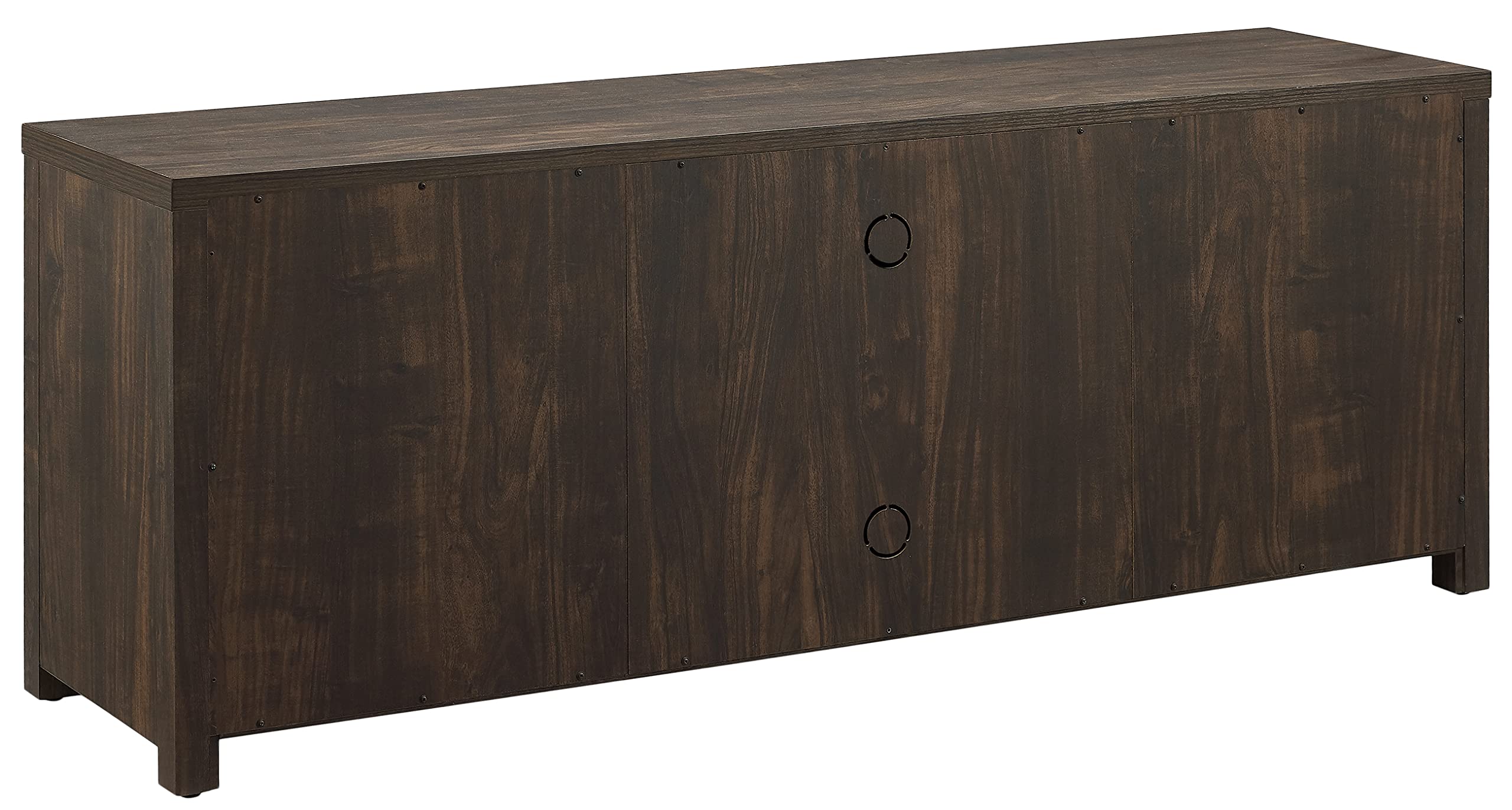 Crosley Furniture Gordon Low Profile Fireplace TV Stand for 65+ inch TVs, Entertainment Center with Shelves, Dark Walnut
