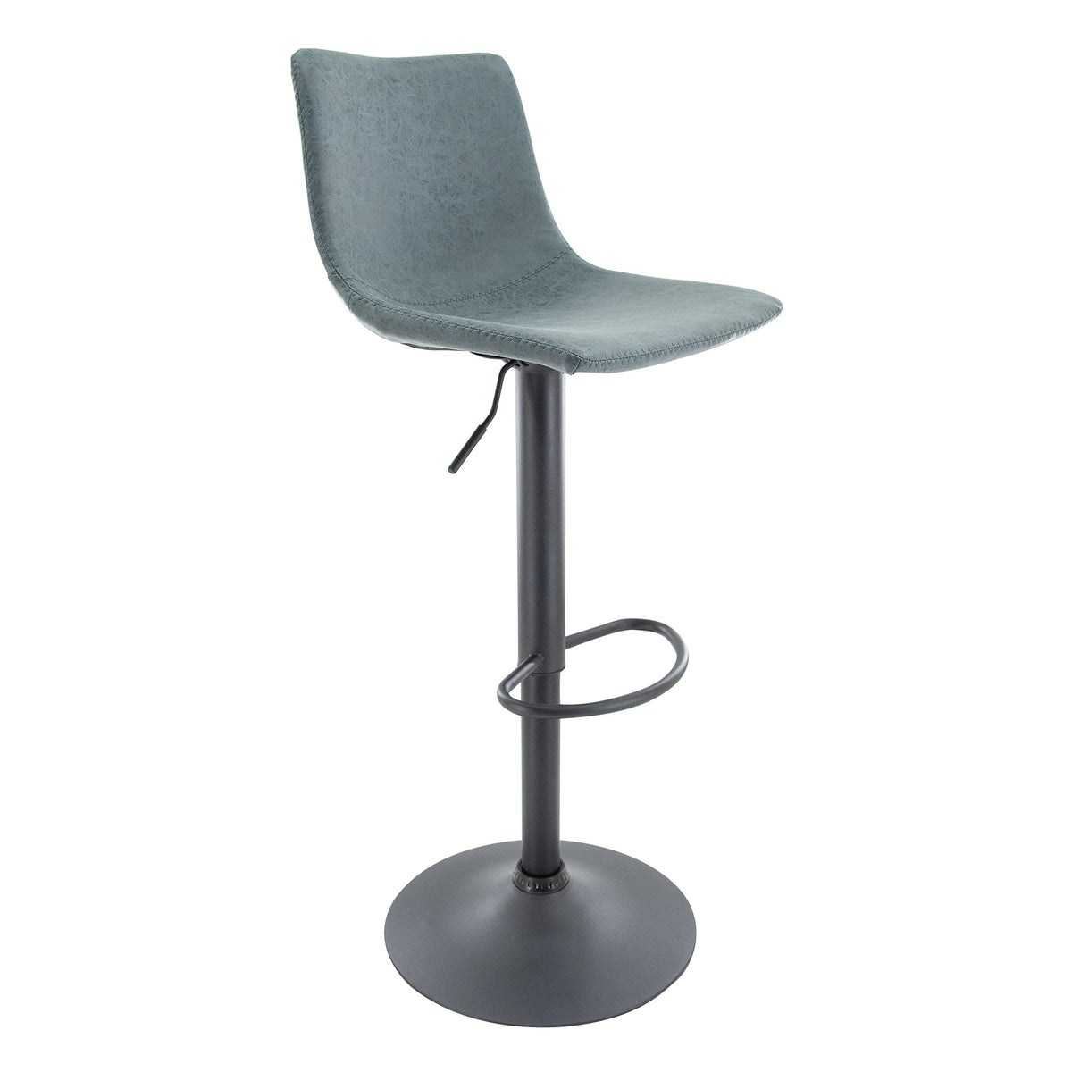 Leisuremod Tilbury Modern Adjustable Height Bar Stool Kitchen Island Stools With Footrest & 360-Degree Swivel (Peacock Blue)