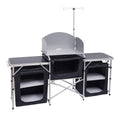 Nice C Camping Kitchen Table, Folding Table, Upgrade Light Stand And Windshield Cooking Station & 3 Organizers, Carry Bag For Outdoor, Beach, Bbq, Picnic, Cooking, Indoor, Office(Silver)