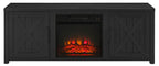 Crosley Furniture Gordon Low Profile Fireplace TV Stand for 65+ inch TVs, Entertainment Center with Shelves, Black