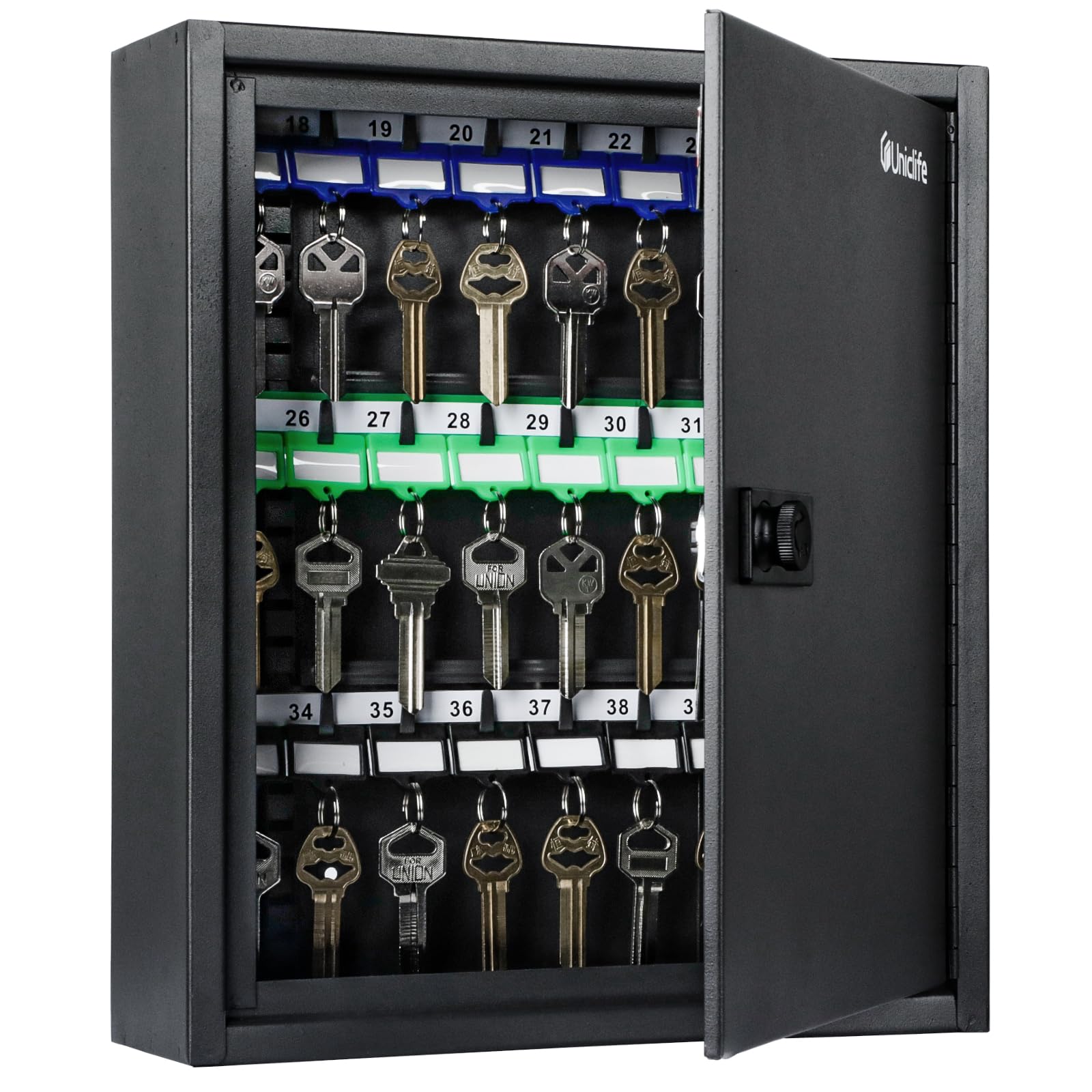 Uniclife 40 Position Key Cabinet With Combination Lock Resettable Black Digital Security Storage Box Steel Key Organizer With Ad