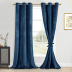 DWCN Velvet Curtain Panels - Grommet Top Tieable Thermal Insulated Window Treatment Set Home Decor Modern Blackout Curtains for 