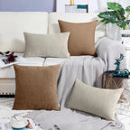 Brawarm Chenille Throw Pillow Covers 12X20 Inches - Taupe Chenille Lumbar Pillow Covers Pack Of 2, Solid Dyed Soft Chenille Pill