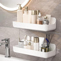 CGBE 2-Pack Acrylic Shower Shelves, Large Capacity Adhesive Shower Shelf, No Drilling Adhesive Bathroom Shelf with Drain Holes,C