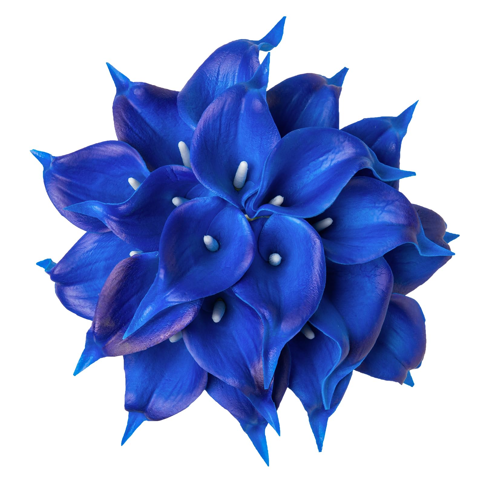 DuHouse 20Pcs Artificial Calla Lily Flower Real Touch Latex Flowers for DIY Wedding Bouquet Party Home Decor (Klein Blue)