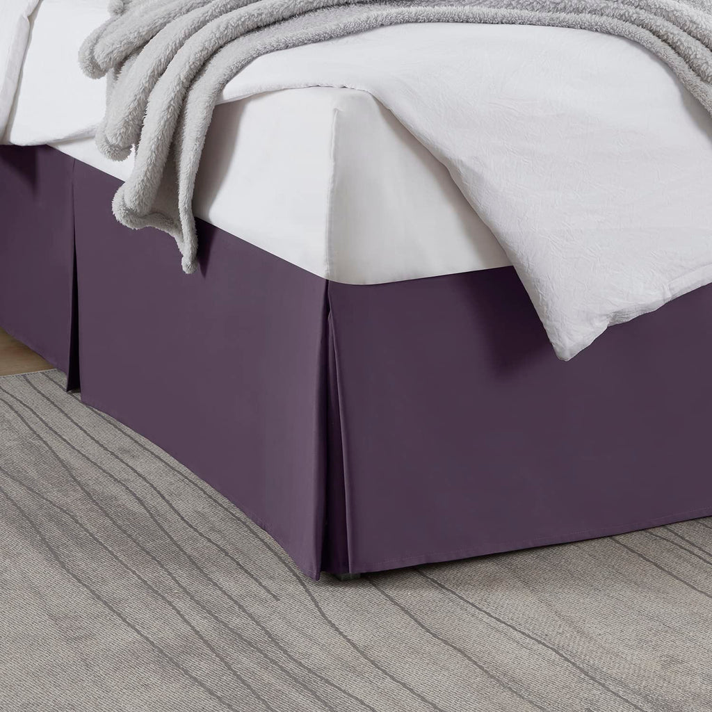 Nestl Dark Purple Full Xl Bed Skirt - Full Xl Size Bed Skirt 14 Inch Drop - Brushed Microfiber Bed Skirts - Hotel Quality Pleated Bed Skirt - Shrinkage & Fade Resistant