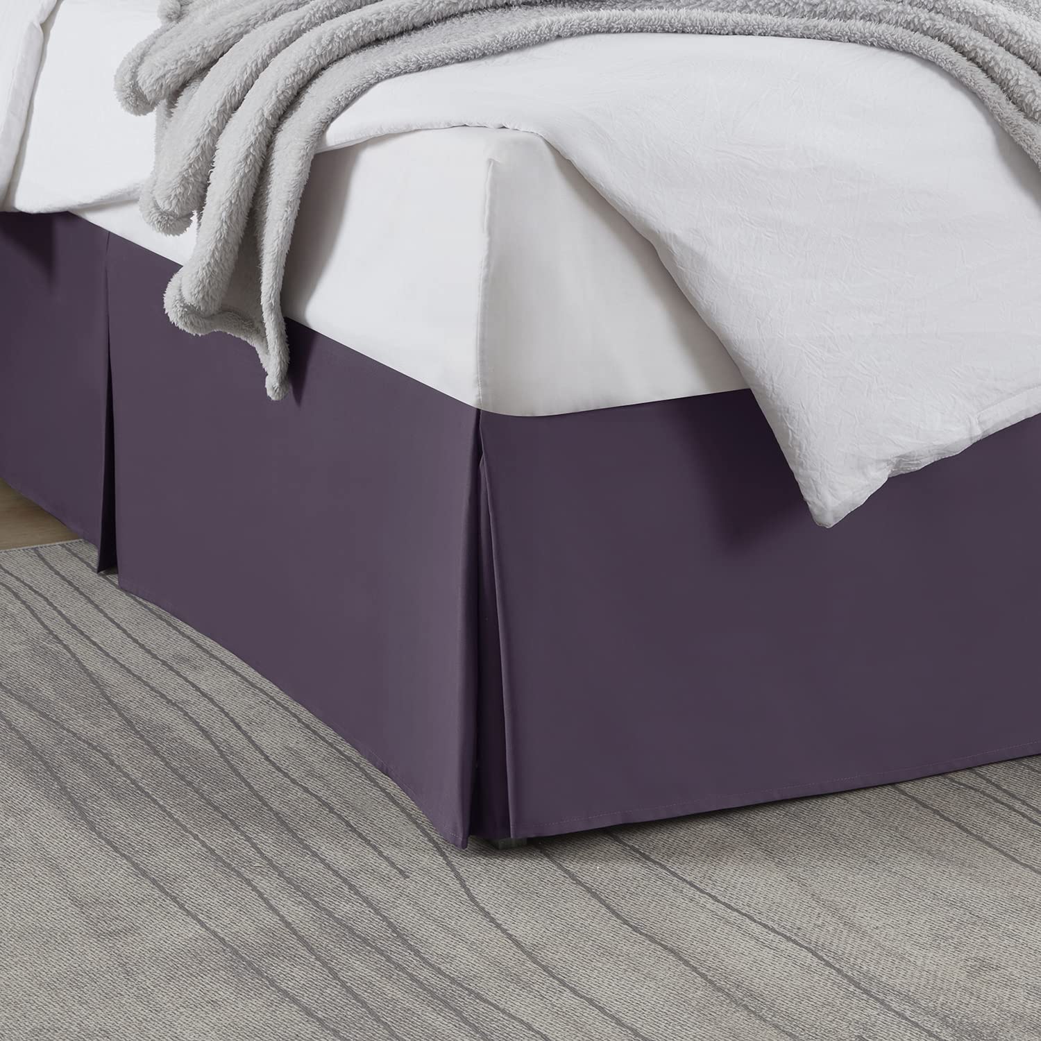 Nestl Dark Purple Full Xl Bed Skirt - Full Xl Size Bed Skirt 14 Inch Drop - Brushed Microfiber Bed Skirts - Hotel Quality Pleated Bed Skirt - Shrinkage & Fade Resistant
