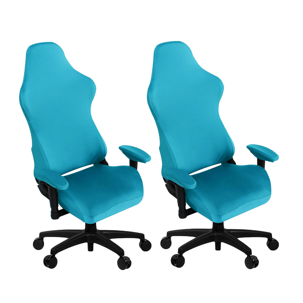 Saraflora Gaming Chair Cover, 2 Pack Teal - Stretchable, Removable, Protective Chair Cover For Armchair, Swivel Chair, Computer Boss Chair, Spandex Slipcovers
