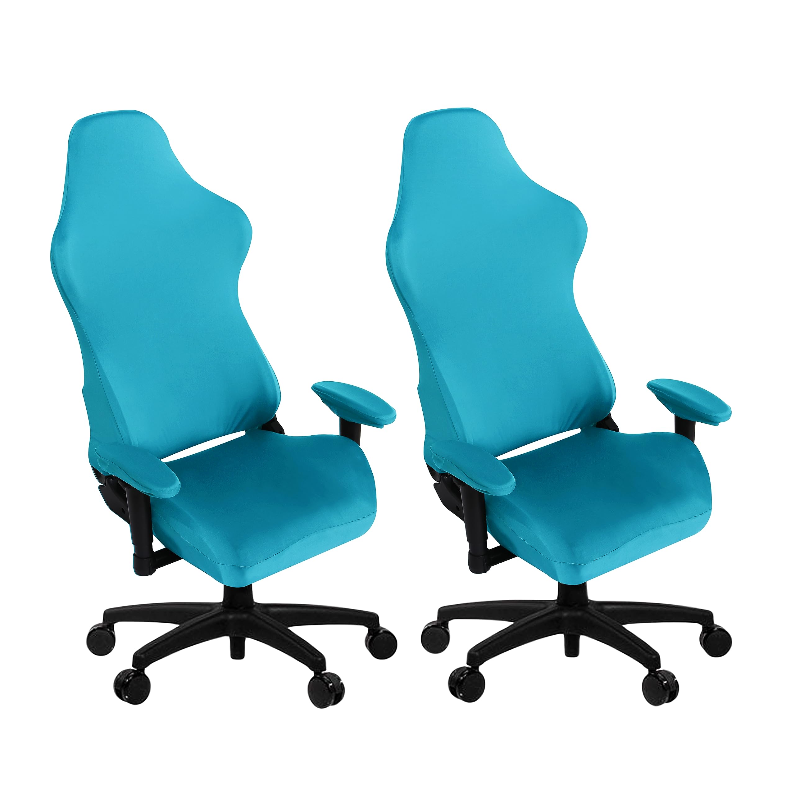 Saraflora Gaming Chair Cover, 2 Pack Teal - Stretchable, Removable, Protective Chair Cover For Armchair, Swivel Chair, Computer Boss Chair, Spandex Slipcovers